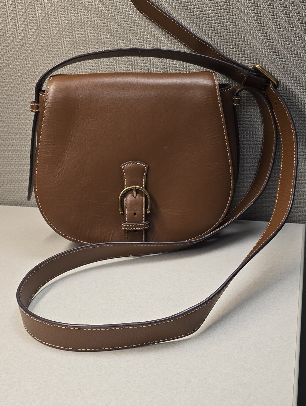 Sam Edelman Hallie Leather Saddle Bag Brown Crossbody